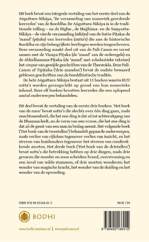 1 Het boek van de enen; het boek van de tweetallen; het boek van de drietallen (Ekaka-, Duka-, Tika-nipata)