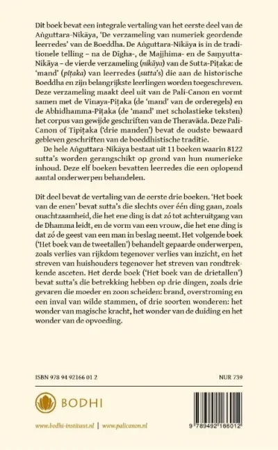 1 Het boek van de enen; het boek van de tweetallen; het boek van de drietallen (Ekaka-, Duka-, Tika-nipata)