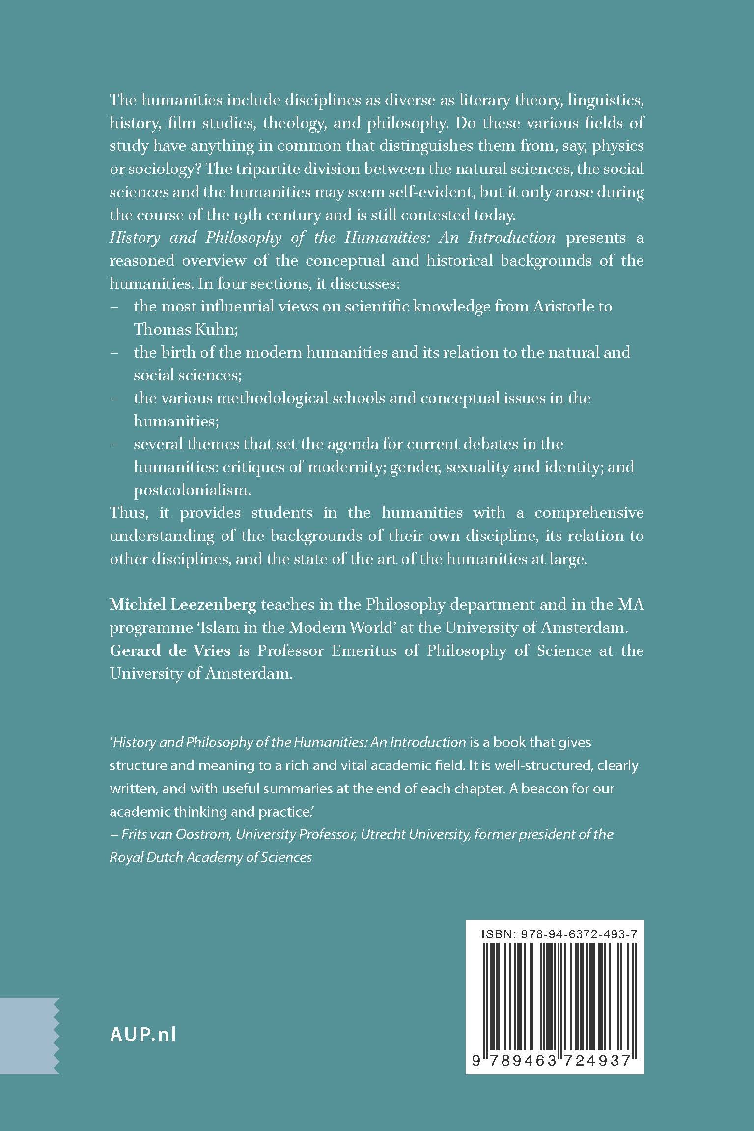 History and Philosophy of the Humanities