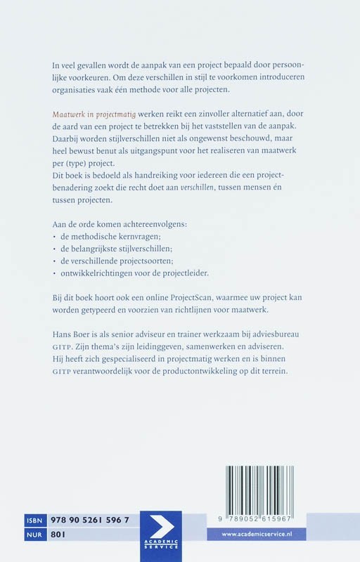 Maatwerk in projectmatig werken