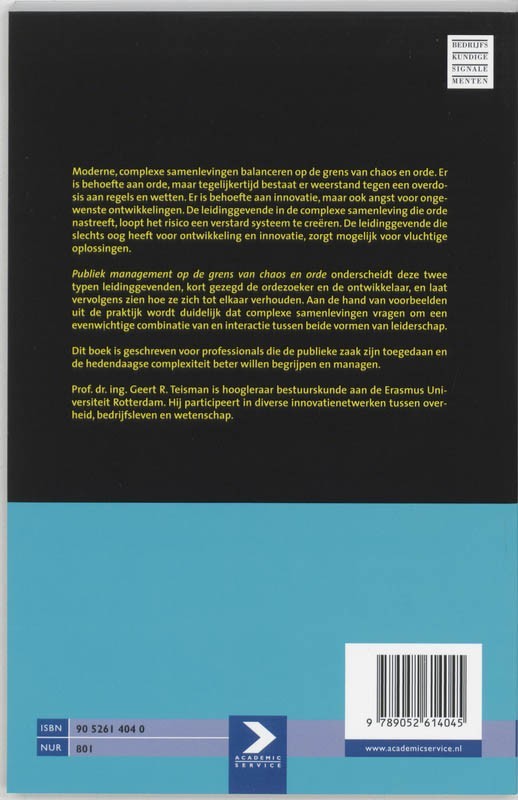 Publiek management op de grens van chaos en orde